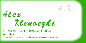 alex klenoczki business card